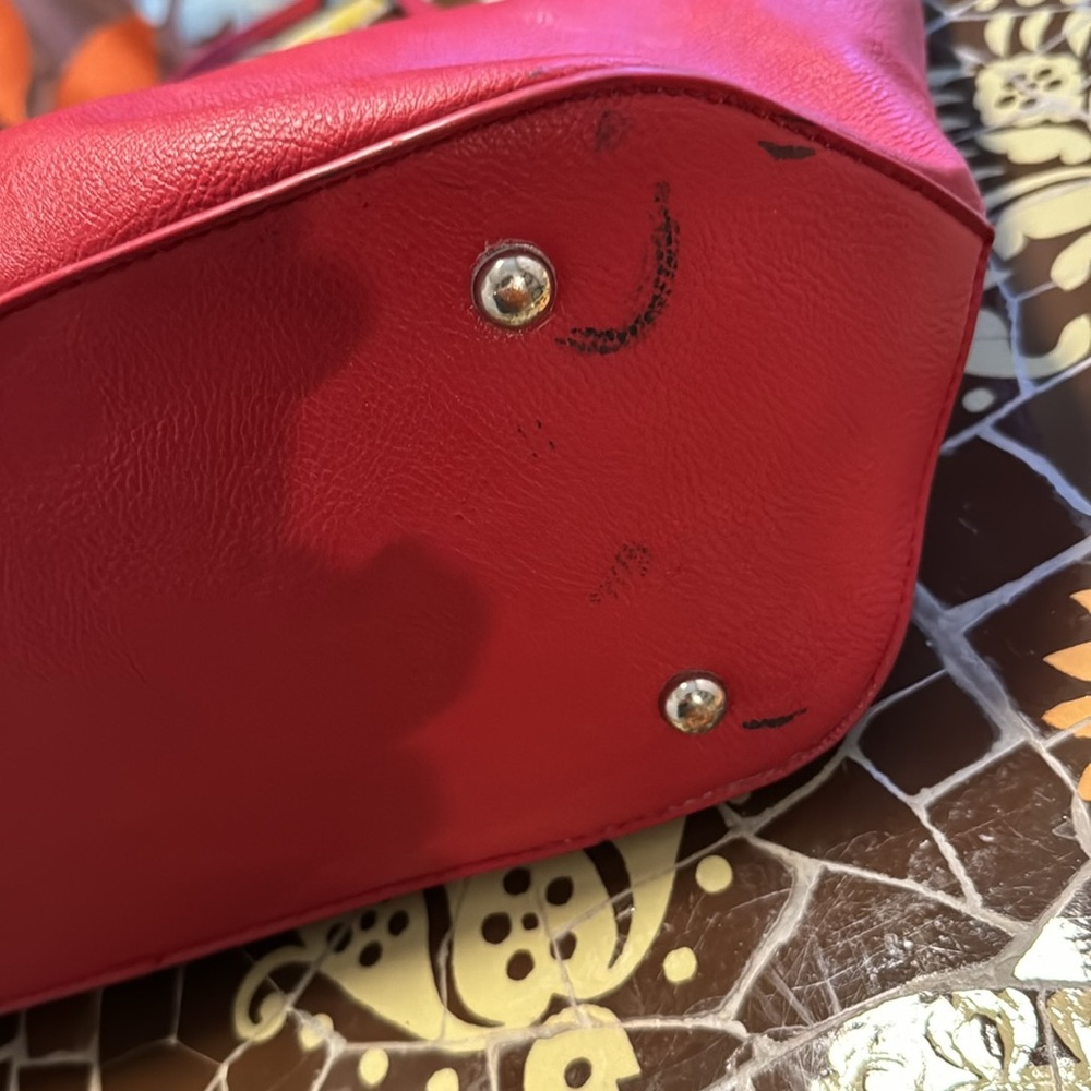 NINE WEST RED LEATHER TOTE - Picture 5 of 9